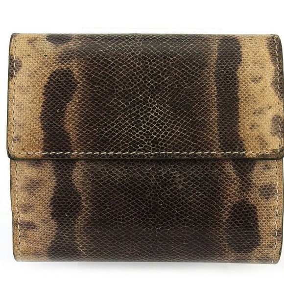 GUCCI W Hook Wallet Lizard Vigma Press Leather Auth USED F1619 - Picture 8 of 10